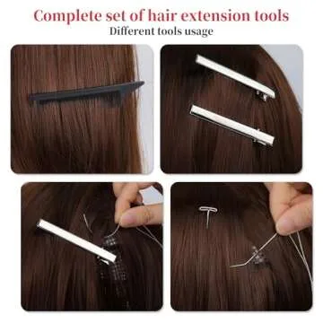Fedmut Hair Extension Tools Kit, 5 Colors 1000Pcs Micro Silicone Rings Beads with Hair Extension Remove Pliers, Pulling Hook, Threads, Needle for Hair Extensions Hair Styling