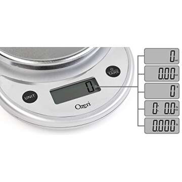 Ozeri Pronto Digital Multifunction Kitchen and Food Scale, All Silver, Compact