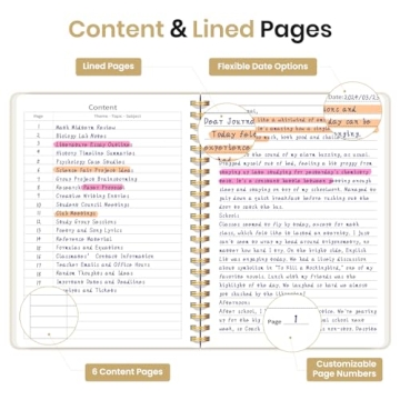 A5 Lined Spiral Journal Notebook for Women - 140 Pages