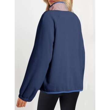 Dokotoo Winter Coats for Women Oversized Sweatshirts Warm Fuzzy Fleece Button Collar Color Block Lon...