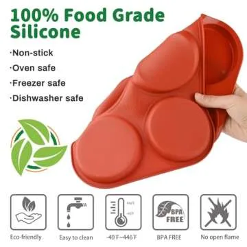 JOERSH Silicone Egg Mold for Breakfast Sandwiches 4" Jumbo Size Muffin Top Pan, Non-Stick Round Silicone Molds for Baking Hamburger Bun, Eggs and More