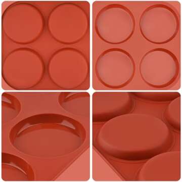 JOERSH Silicone Egg Mold for Breakfast Sandwiches 4" Jumbo Size Muffin Top Pan, Non-Stick Round Silicone Molds for Baking Hamburger Bun, Eggs and More