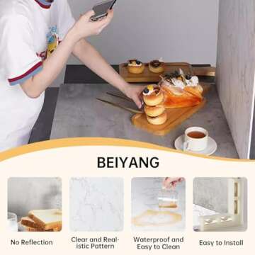 BEIYANG 2 PCS Photo Backdrop Boards with 2 PCS Brackets for Flat Lay or Food Photography Background