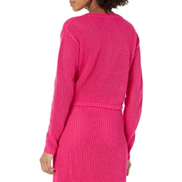 Asher Crochet Crop Pullover by The Drop in Hot Pink