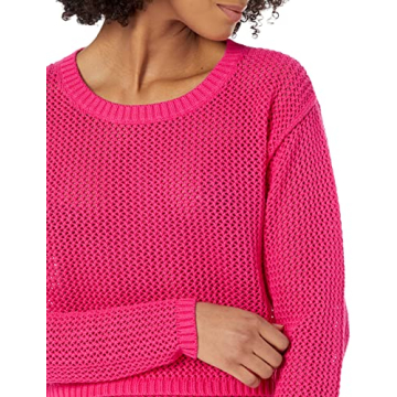 Asher Crochet Crop Pullover by The Drop in Hot Pink
