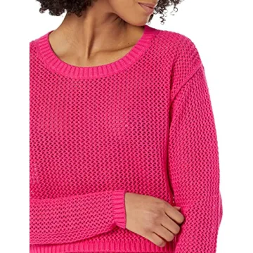Asher Crochet Crop Pullover by The Drop in Hot Pink