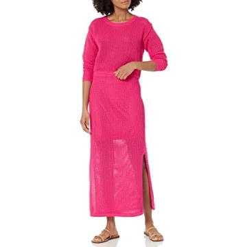 Asher Crochet Crop Pullover by The Drop in Hot Pink