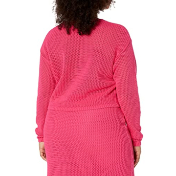 Asher Crochet Crop Pullover by The Drop in Hot Pink