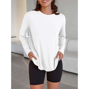 Trendy Queen Womens Oversized Long Sleeve T Shirts 2025 Basic Crewneck Tee Fall Tops Casual Workout ...