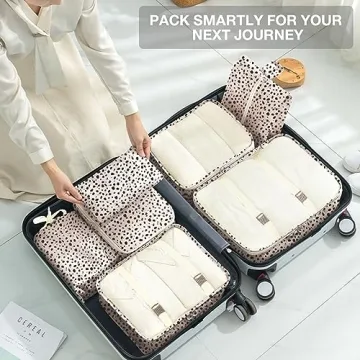 Hatisan 8-Piece Leopard Packing Cubes Travel Organizer Set