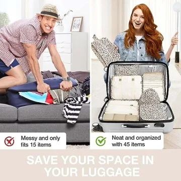 Hatisan 8-Piece Leopard Packing Cubes Travel Organizer Set