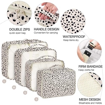 Hatisan 8-Piece Leopard Packing Cubes Travel Organizer Set