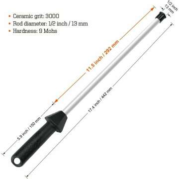 17.5-Inch Ceramic Sharpening Steel with 3000-Grit