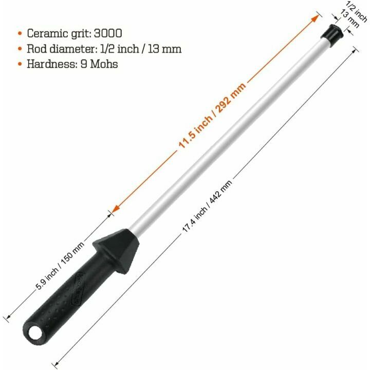 17.5-Inch Ceramic Sharpening Steel with 3000-Grit