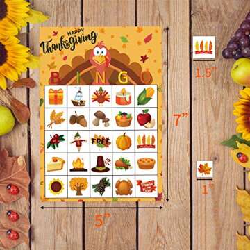 MISS FANTASY Thanksgiving Bingo Game - 24 Player Cards, Family & Toddler Friendly, Classroom Party Activities
