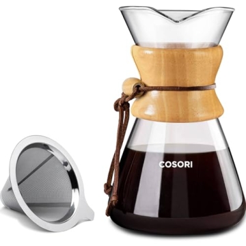 COSORI Pour Over Coffee Maker - 34oz, Double Layer Stainless Steel Filter, Drip Coffee Brewer, Perfe...
