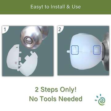 Heart of Tafiti Child Proof Door Knob Covers, Toddler Door Locks, Baby Proof Safety Locks for Doors, 4 Pack/White