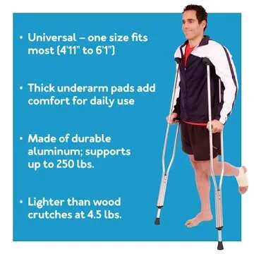Carex Folding Aluminum Crutches for All Heights