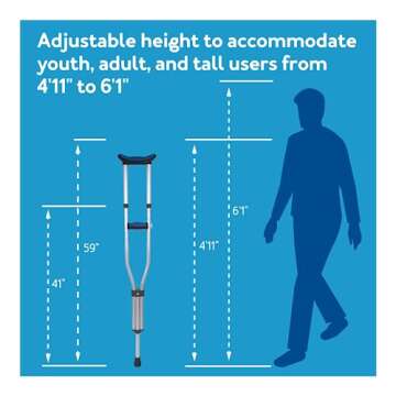 Carex Folding Aluminum Crutches for All Heights