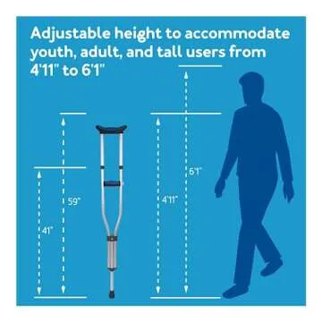 Carex Folding Aluminum Crutches for All Heights