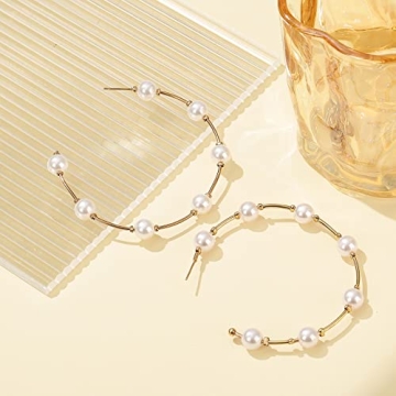 Stylish Handmade Pearl Hoop Earrings - Lightweight & Hypoallergenic