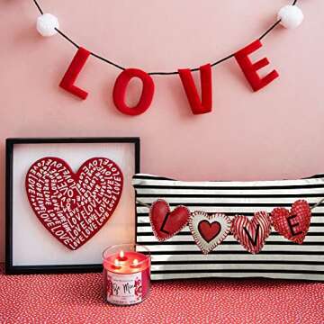 GEEORY Valentines Day Pillow Cover 12x20 inch Farmhouse Valentines Day Decor for Home Red Love Heart Valentine Lumbar Pillows Decorative Throw Pillows Valentines Day Decorations