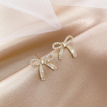 Elegant Gold Bow Dangle Earrings for Special Occasions