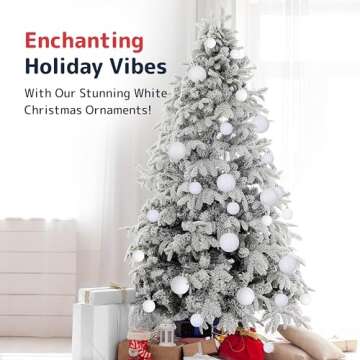 Prextex White Christmas Ornaments Balls - 36 pcs White Christmas Ornaments Decorations - Shatterproo...