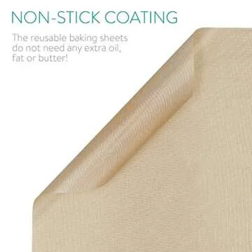 Navaris 3x Reusable Baking Sheets - 13"x16" (33x40cm) Parchment Paper for Baking Oven - Durable Non-Stick PTFE Teflon Sheet Baking Mats - Reversible Baking Tray - Set of 3 Pieces