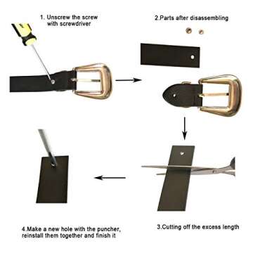 Western Belts for Women, Vintage Design Leather Belt with Western-style Buckle, Black Waist Belt for Pants Jeans Dresses (Black-Double buckle, 27Inch(Suit waist 32.5"~36"))