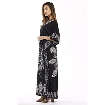 Riviera Sun 21754-BLK-S-M Long Dashiki Caftan/Caftans for Women Black