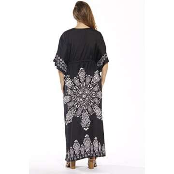 Riviera Sun 21754-BLK-S-M Long Dashiki Caftan/Caftans for Women Black