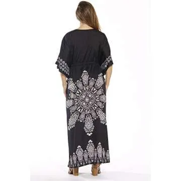 Riviera Sun 21754-BLK-S-M Long Dashiki Caftan/Caftans for Women Black