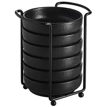 YJR Ceramic Japanese Dipping Bowls Set of 6 with Metal Stand - Elegant & Functional