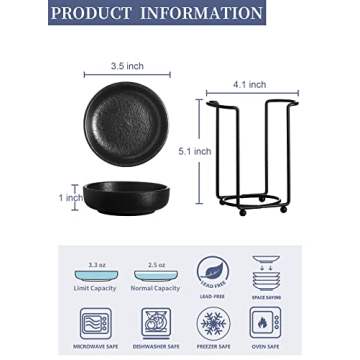 YJR Ceramic Japanese Dipping Bowls Set with Stand - Elegant & Durable