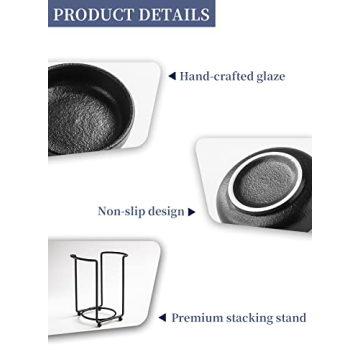 YJR Ceramic Japanese Dipping Bowls Set with Stand - Elegant & Durable