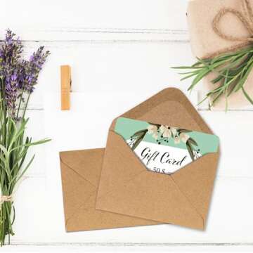 Gift Card Envelopes - 100-Count Mini Envelopes, Kraft Paper Business Card Envelopes, Bulk Tiny Envelope Pockets for Small Note Cards, Brown, 4 x 2.7 Inches