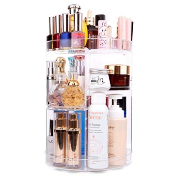 sanipoe Rotating Makeup Organizer,Spinning Skincare Organizer,Cosmetic Display Case with Brush Holde...