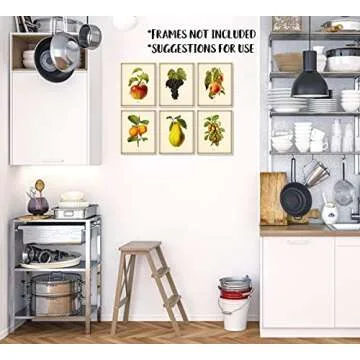 Vintage Fruit Art Prints - Kitchen Botanical Wall Decor