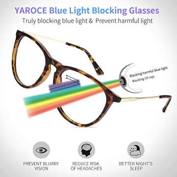 YAROCE Blue Light Glasses for Women/Men Anti Glare UV Digital Eye Strain Computer Gaming Glasses, St...