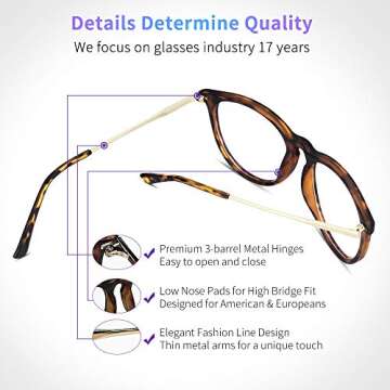 YAROCE Blue Light Glasses for Women/Men Anti Glare UV Digital Eye Strain Computer Gaming Glasses, Stylish Round Blue Light Blocking Glasses