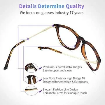YAROCE Blue Light Glasses for Women/Men Anti Glare UV Digital Eye Strain Computer Gaming Glasses, Stylish Round Blue Light Blocking Glasses