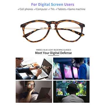 YAROCE Blue Light Glasses for Women/Men Anti Glare UV Digital Eye Strain Computer Gaming Glasses, Stylish Round Blue Light Blocking Glasses