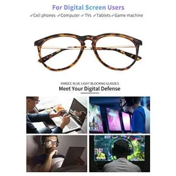 YAROCE Blue Light Glasses for Women/Men Anti Glare UV Digital Eye Strain Computer Gaming Glasses, Stylish Round Blue Light Blocking Glasses