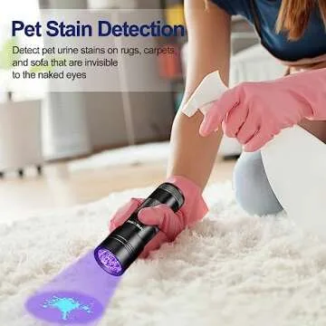Black Light UV Light Flashlight: Vansky 395nm 12 LED 2 Pack Ultraviolet Blacklight Flashlight Mini Powerful Pet Urine Detector for Dog/Cat, Carpet Dry Stains Detection, Spot Scorpions, Resin Curing