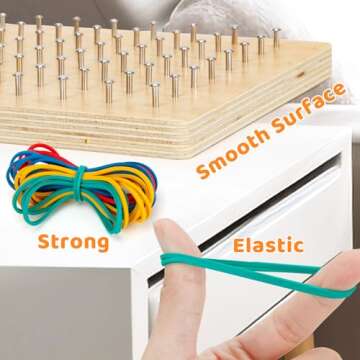 2Pack Wooden Geoboard,Montessori Toy,Graphical Mathematical Education Toy for Kids with Pattern Cards and Rubber Bands to Figures and Shapes, Brain Teaser STEM Toy Geo Board.