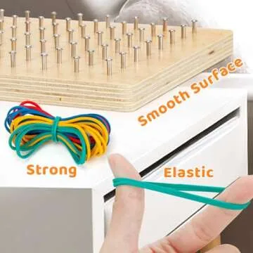 2Pack Wooden Geoboard,Montessori Toy,Graphical Mathematical Education Toy for Kids with Pattern Cards and Rubber Bands to Figures and Shapes, Brain Teaser STEM Toy Geo Board.