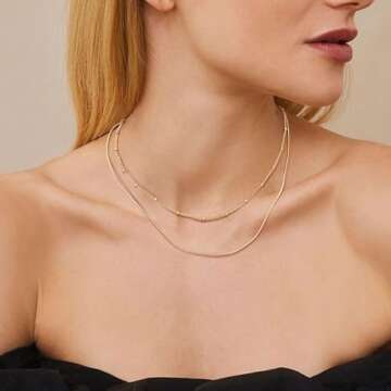 KSF Layered Initial Necklace for Women - Dainty 14K Gold Plated Initial Necklace A-Z Pendant Choker Necklace Trendy Cute Cubic Zirconia Letter Gold Necklace Stack Birthday Gifts for Women Jewelry