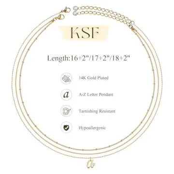 KSF Layered Initial Necklace - Dainty Custom Gold Jewelry