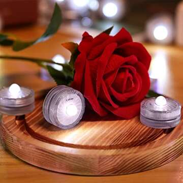 HL Submersible LED Light,White Small LED Light,100 Hours Waterproof Flameless Led Lights Battery Powered for Wedding Home Vase Festival Party Decoration 12pcs (Built-in 24 Batteries)